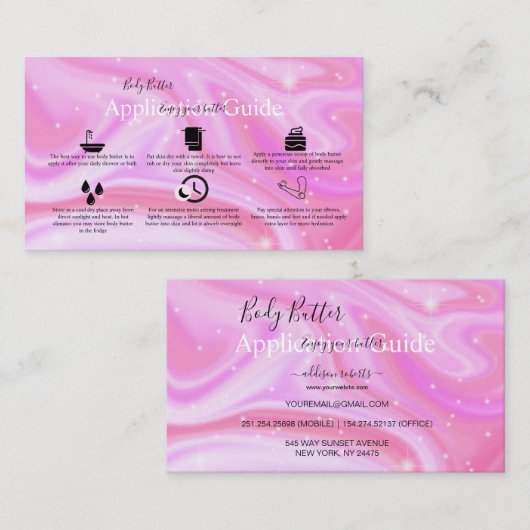 Body Butter Application Guide Colorful Glam Visitekaartje (Voorkant / Achterkant)