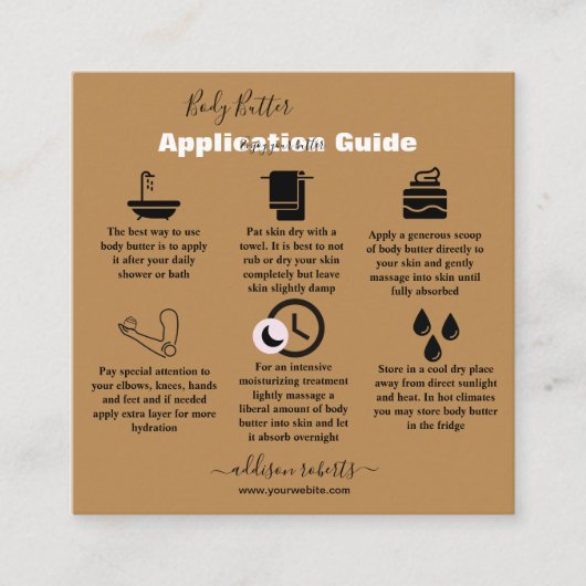 Body Butter Application Simple Professional Terrac Vierkante Visitekaartje (Voorkant)