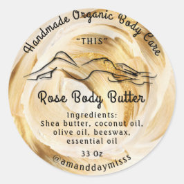 Body Butter Balm Care Packaging Ivory Gold Stroke Ronde Sticker