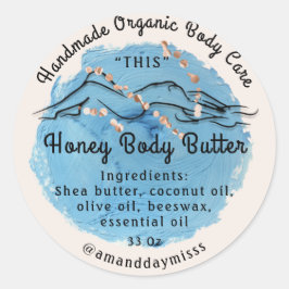 Body Butter Balm Care Packaging Roos Blue Ronde Sticker