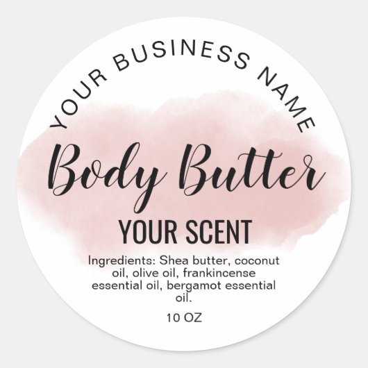 Body Butter Blush Roze Agaat Toevoegen logo Classi Ronde Sticker (Voorkant)