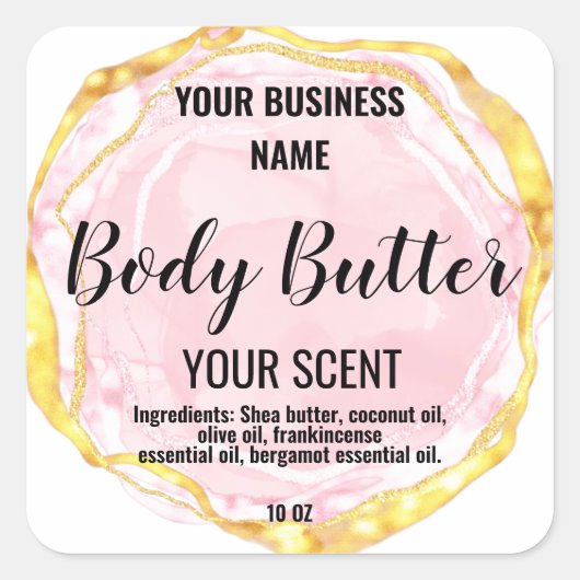 Body Butter Blush Roze Vierkante sticker (Voorkant)