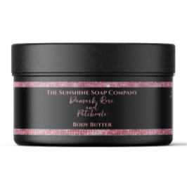 Body Butter Cosmetica Pot Label Zwart Roze Glitter