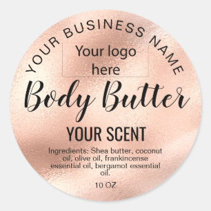 Body Butter Gold Blush Pink Voeg je logo toe Ronde Sticker
