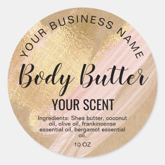 Body Butter Goud Blush Roze Classic Ronde sticker (Voorkant)