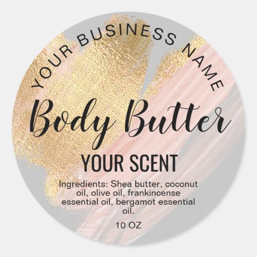 Body Butter Goud Blush Roze Classic Ronde sticker (Voorkant)