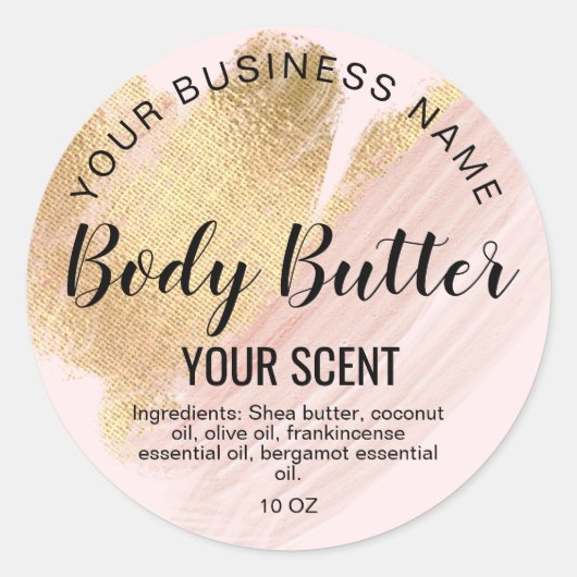 Body Butter Goud Blush Roze Classic Ronde sticker (Voorkant)