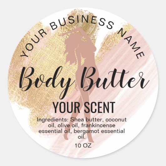 Body Butter Goud Blush Roze Classic Ronde sticker (Voorkant)