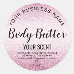Body Butter Goud Roze Glitter Ronde Sticker
