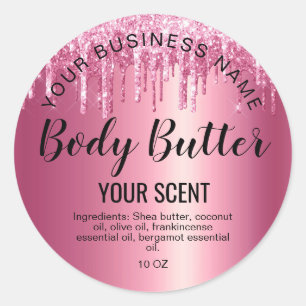 Body Butter Goud Roze Glitter Ronde Sticker