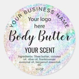 body butter HOLOGRAPHIC voeg je logo toe Ronde Sticker