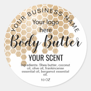 Body Butter Honeycomb Bee Uw logo toevoegen Ronde Sticker