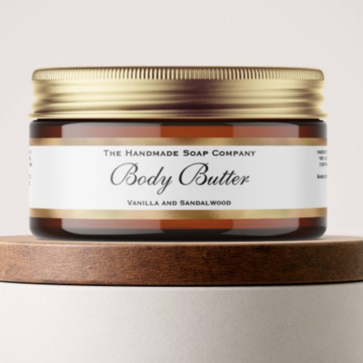 Body Butter Jar Label - Wit Een Blush Gouden Rand