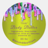 Body Butter Packaging Online Beauty Green Pink Ronde Sticker (Voorkant)