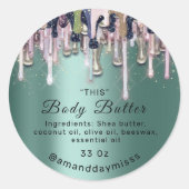 Body Butter Packaging Online Beauty Shop Mint Drip Ronde Sticker (Voorkant)