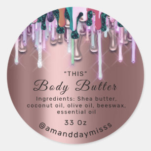 Body Butter Packaging Online Shop Roos Drip 3D Ronde Sticker