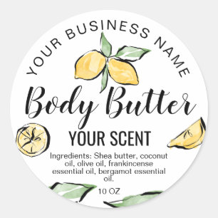 Body Butter Product Citroen Citrus Zomergroen Ronde Sticker