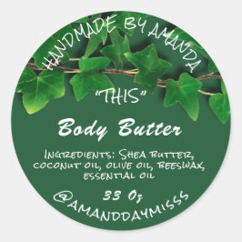 Body Butter Product Verpakking Groen blad Ronde Sticker