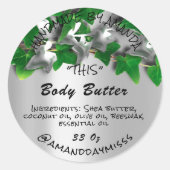 Body Butter Product Verpakking Groen Woodland Grij Ronde Sticker (Voorkant)