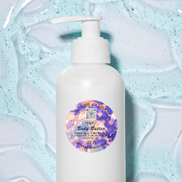 Body Butter Product Verpakking Leafs Paarse QR LOG Ronde Sticker
