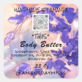 Body Butter Product Verpakking Roos Paarse QR LOGO Vierkante Sticker (Voorkant)