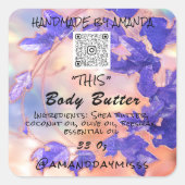 Body Butter Product Verpakking Roos Paarse QR LOGO Vierkante Sticker (Voorkant)