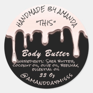 Body Butter Verpakking Roos Zwart Product Ronde Sticker