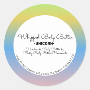 Body Butter voor Eenhornige Bad Beeldmerk Verpakki Ronde Sticker
