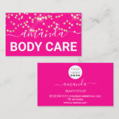 Body Care Make-up Logo Roze Gouden Confetti Visitekaartje (Voorkant / Achterkant)