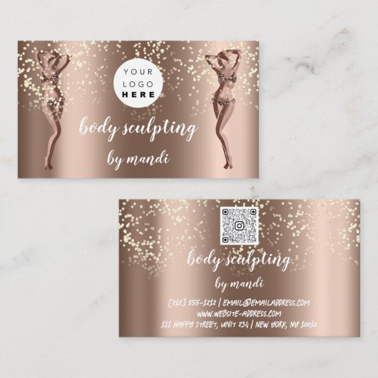 Body Care Mode Logo QR Code Bikini Confetti Visitekaartje (Voorkant / Achterkant)