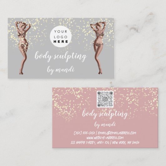 Body Care Mode Logo QRCode Bikini Spark Visitekaartje (Voorkant / Achterkant)