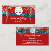 Body Care Mode Logo QRCode Roos Red Blue Bikini Visitekaartje (Voorkant / Achterkant)