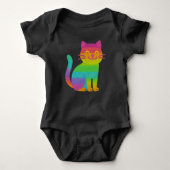 Body de bebé negro 100 % algodón – Gatito arcoíris Romper (Voorkant)