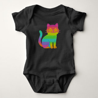 Body de bebé negro 100 % algodón – Gatito arcoíris Romper