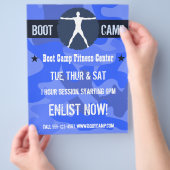 Body Madness Boot Camp Fitness Blauwe Camo Flyers (Hand)