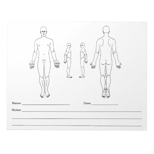 Body Map Opmerking Pad - ZEEP notitie Notitieblok (Voorkant)