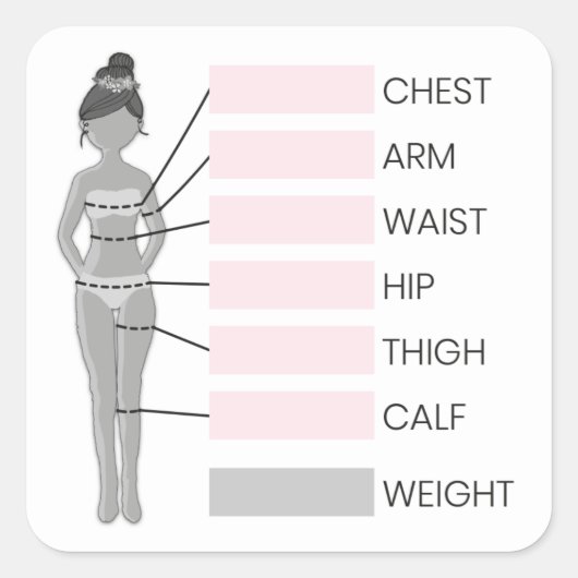 Body Measurement Planner Vierkante Sticker (Voorkant)