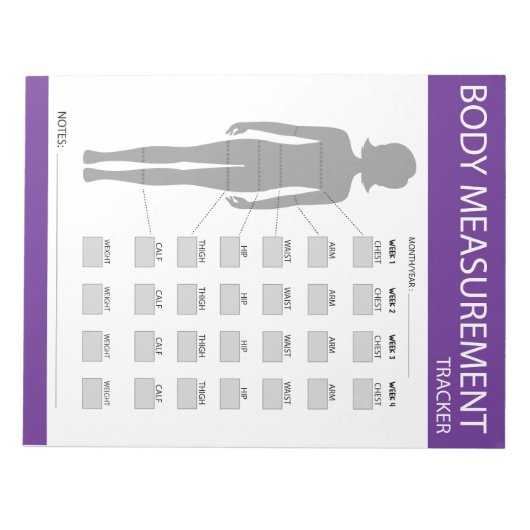 Body Metingen Tracker Notitieblok (Voorkant)