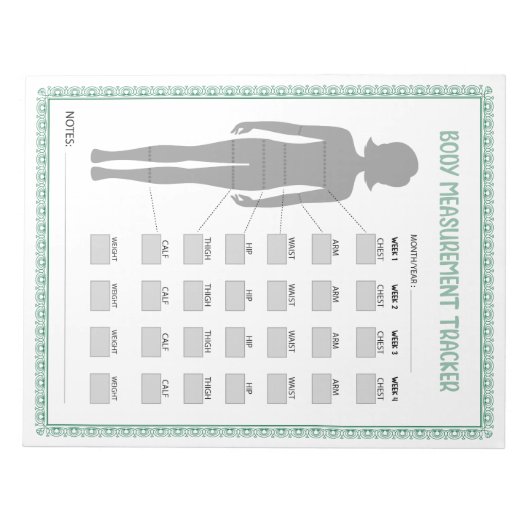 Body Metingen Tracker Notitieblok (Voorkant)