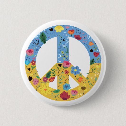 Body Para Bebé Oekrainian Flag Peace Sign with flo Ronde Button 5,7 Cm (Voorkant)