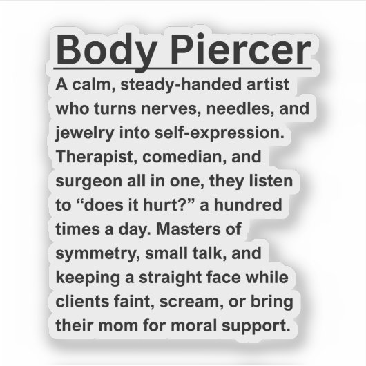 Body piercer sticker (Voorkant)