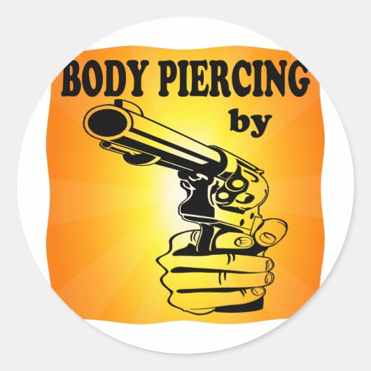 Body Piercing door ..... PISTOOL Ronde Sticker (Voorkant)