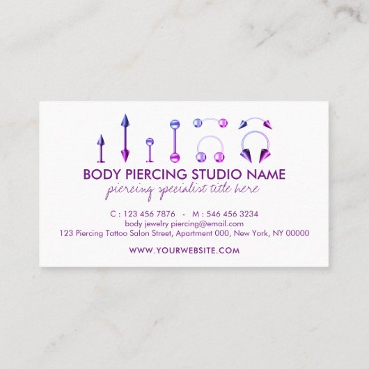 Body Piercing Loyalty Visitekaartje (Achterkant)