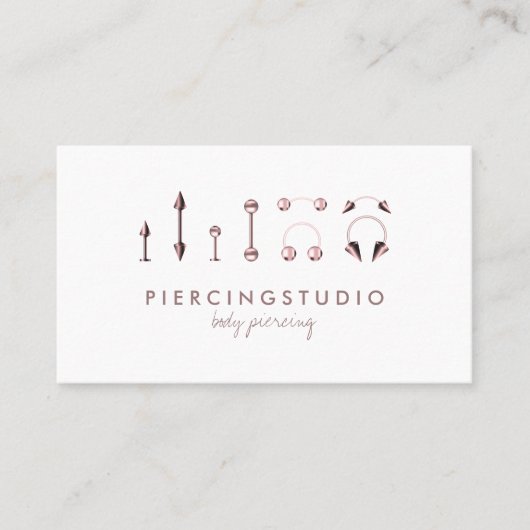 Body Piercing Studio Tattoo Roze Goud Visitekaartje (Voorkant)