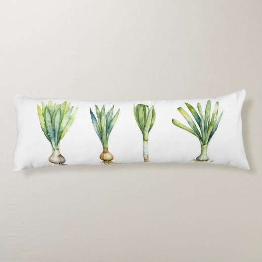 Body Pillow with Spring Onion Illustration Lichaamskussen (Achterkant)
