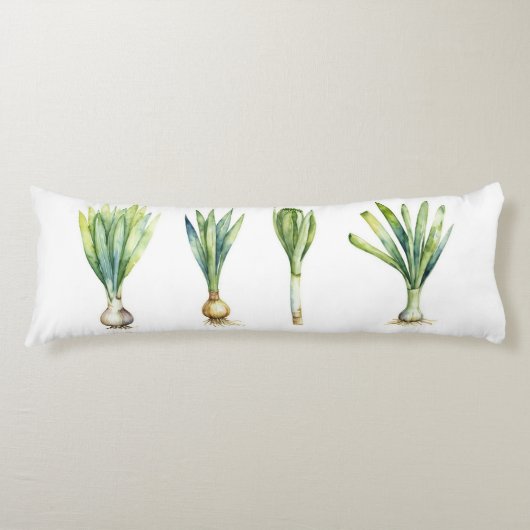 Body Pillow with Spring Onion Illustration Lichaamskussen (Voorkant)