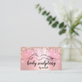 Body Sclupting Beauty Logo Glitter Drips Pink Visitekaartje (Staand voorkant)
