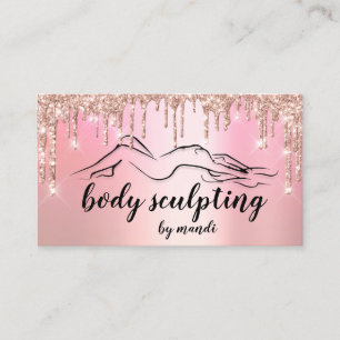 Body Sclupting Beauty Logo Glitter Drips Pink Visitekaartje