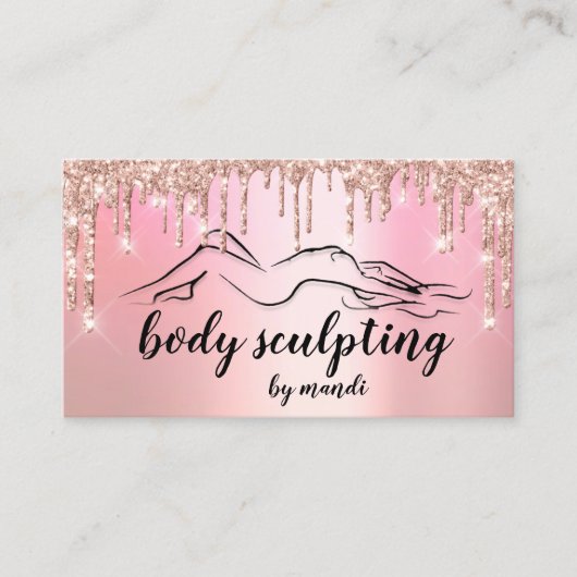 Body Sclupting Beauty Logo Glitter Drips Pink Visitekaartje (Voorkant)