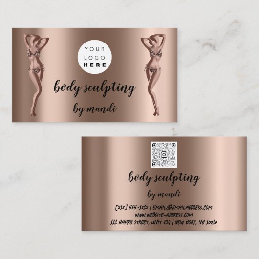 Body Sclupting Care Logo QR Code Bikini Visitekaartje (Voorkant / Achterkant)